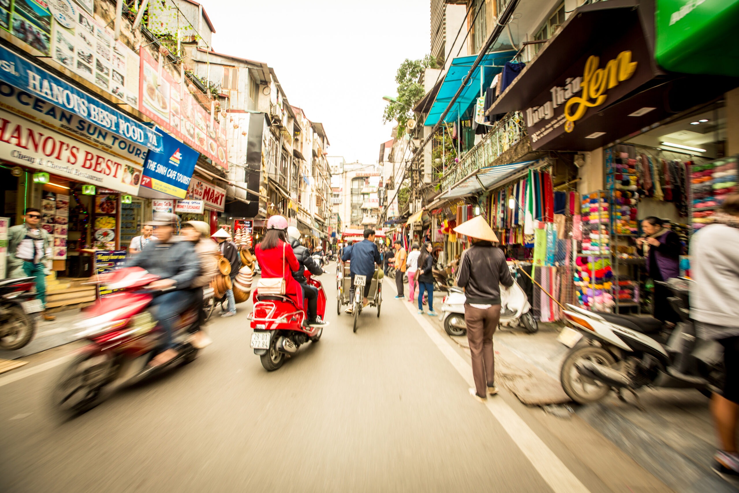 Bustling Street Market in Hanoi