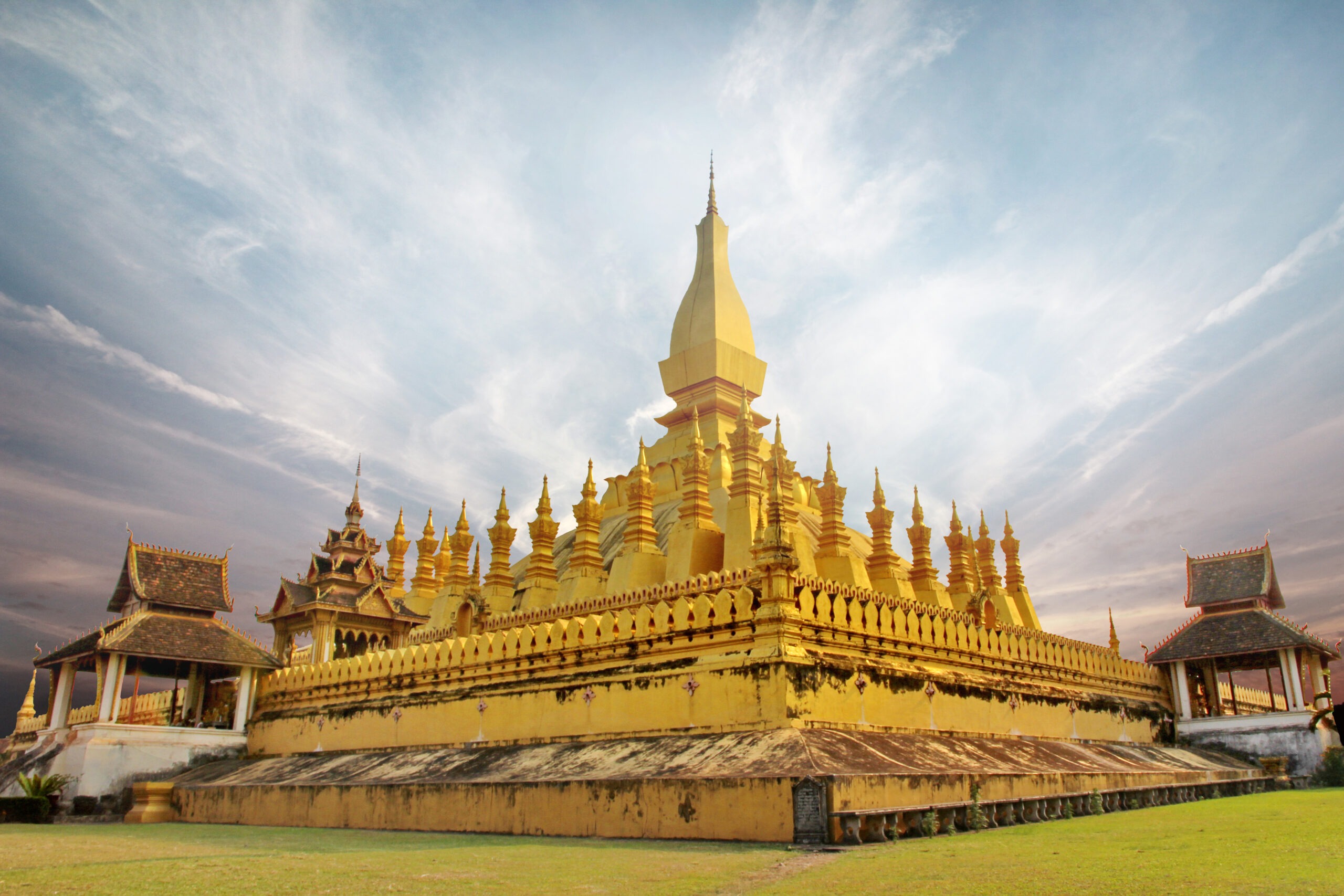 Pha That Luang Is a Towering Buddhist Stupa Covered in Gold